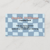 Loyalty Kaart Retro Blue Checker Zakelijke Korting (Achterkant)