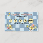 Loyalty Kaart Retro Blue Checker Zakelijke Korting (Voorkant)