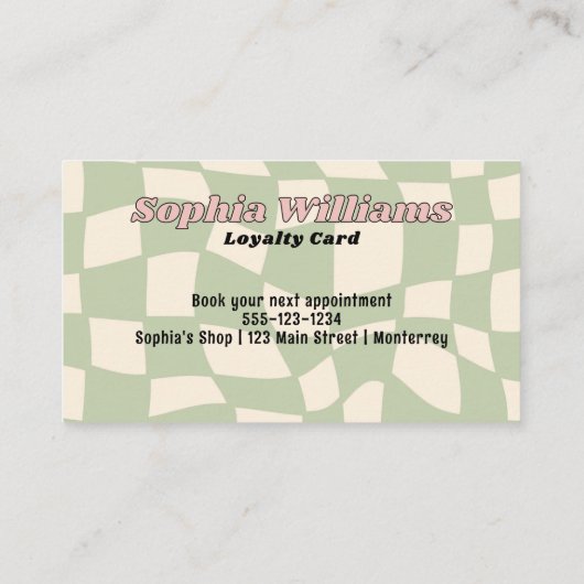 Loyalty Kaart Retro Green controleert zakelijke ma (Achterkant)