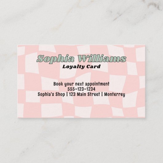 Loyalty Kaart Retro Pink Checker Zakelijke Marketi (Achterkant)