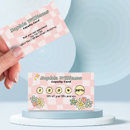Loyalty Kaart Retro Pink Checker Zakelijke Marketi