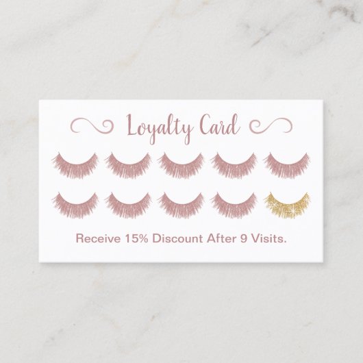 Loyalty Kaart | Roos Gold Eyelashes Lash Bar Makeu (Voorkant)