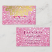 Loyalty Kaart Roze Glitter Gold Floral Makeup Hair (Voorkant / Achterkant)