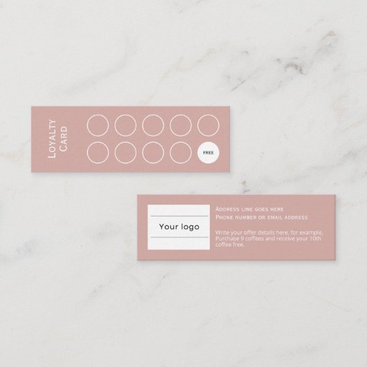 Loyalty Kaart, Schoon en eenvoudig, blush roze (Voorkant / Achterkant)