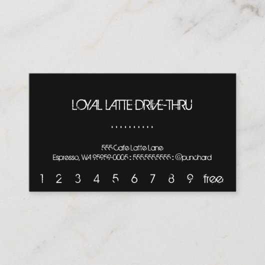 Loyalty Latte Drive-Thru zwarte achtergrond (Voorkant)