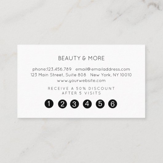 Loyalty Marble Glitzer Card 5 Salon Visitekaartje (Achterkant)