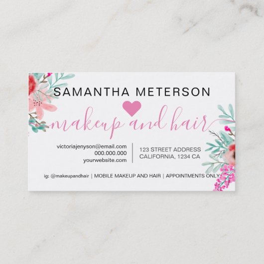 Loyalty mint roze florale waterverf hart 10 (Achterkant)