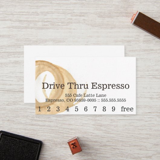 Loyalty News Font Coffee Stain Punchcard (Voorkant / Achterkant in situ)