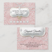 Loyalty Pearls roze Suede Makeup Visitekaartje (Voorkant / Achterkant)