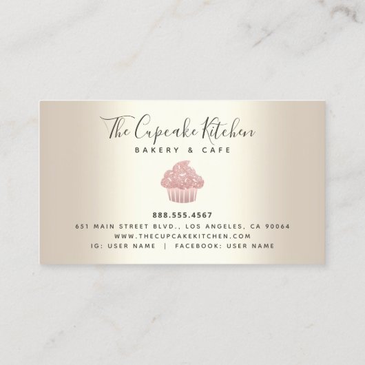 Loyalty Pink Glitter Drip Cupcake Bakery Chef Gold Visitekaartje (Achterkant)
