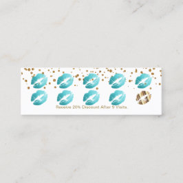 Loyalty Punch Card - Blauwgroen glitter op wit