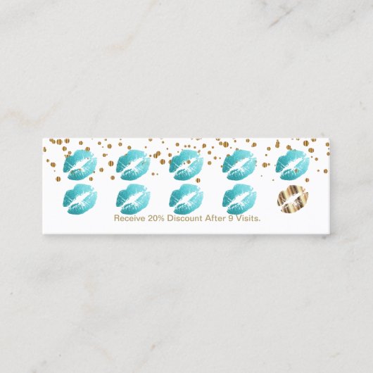 Loyalty Punch Card - Blauwgroen glitter op wit (Voorkant)