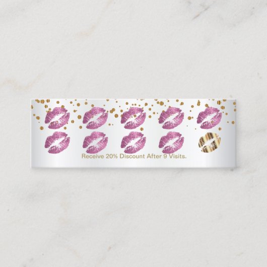 Loyalty Punch Card - dus roze glitter en wit 3 (Voorkant)