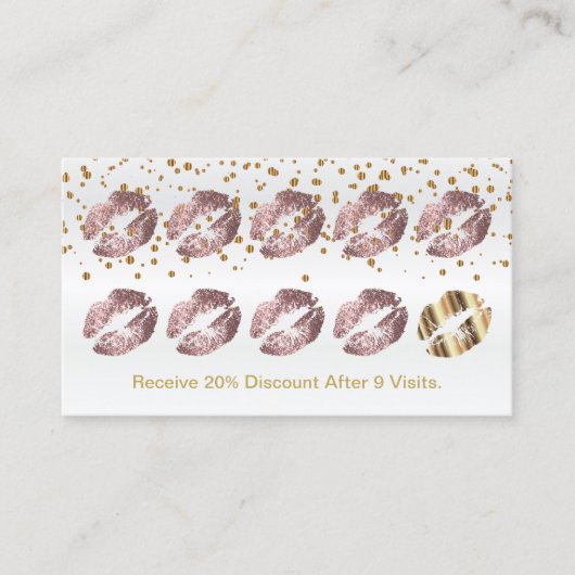 Loyalty Punch Card — Dusty Roos Glitter and Gold 2 (Voorkant)