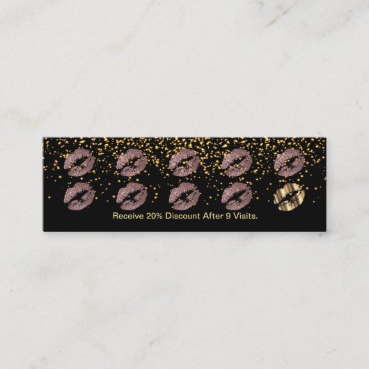 Loyalty Punch Card - Dusty Roos Glitter en Gold 3 (Voorkant)