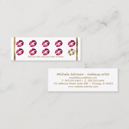 Loyalty Punch Card - Hot Pink Glitter - Wit (Voorkant / Achterkant)