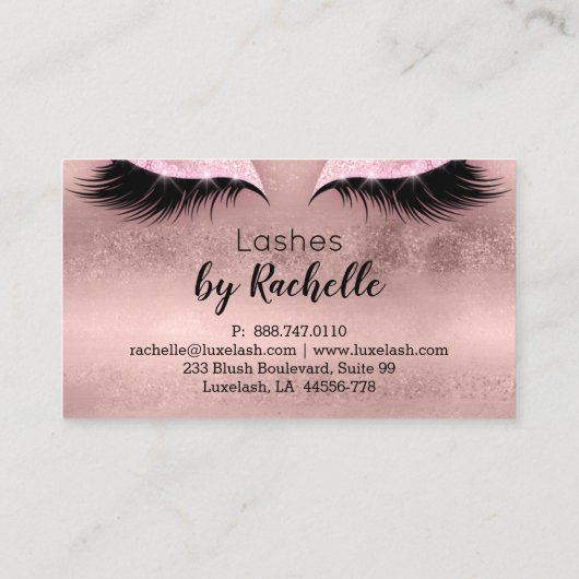 Loyalty Punch Card Lashes Lash Eyelash Roos Gold Visitekaartje (Achterkant)