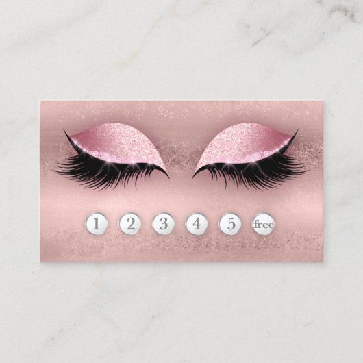 Loyalty Punch Card Lashes Lash Eyelash Roos Gold Visitekaartje (Voorkant)