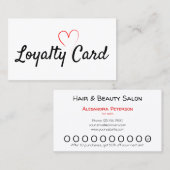 Loyalty Punch Card met rood hart Visitekaartje (Voorkant / Achterkant)