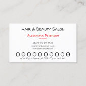 Loyalty Punch Card met rood hart Visitekaartje (Achterkant)