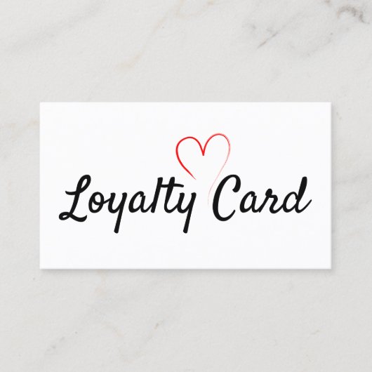 Loyalty Punch Card met rood hart Visitekaartje (Voorkant)