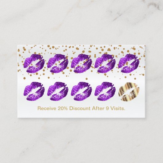 Loyalty Punch Card - Paarse Glitter en Gold 2 (Voorkant)