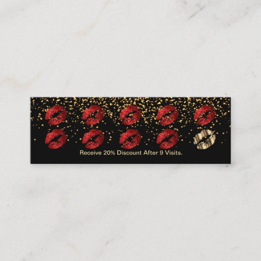 Loyalty Punch Card - Red Glitter en Gold 3 (Voorkant)