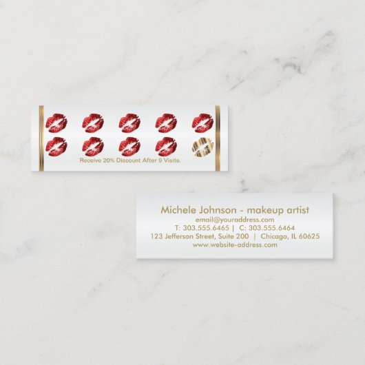 Loyalty Punch Card - Red Glitter Lips (Voorkant / Achterkant)