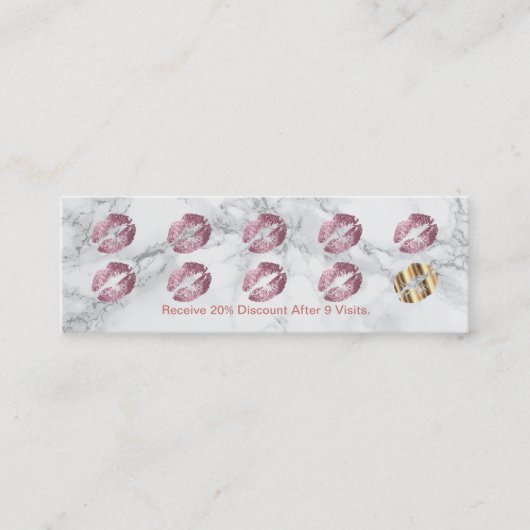 Loyalty Punch Card - Roos Glitter en Marble (Voorkant)
