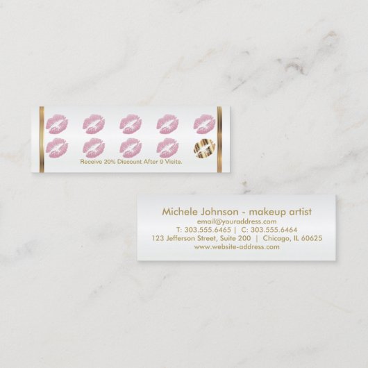 Loyalty Punch Card - Roze Glitter (Voorkant / Achterkant)