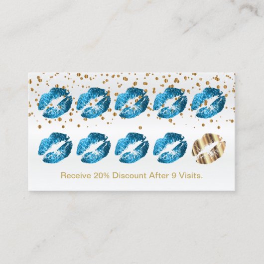 Loyalty Punch Card - Turquoise Blue Glitter 2 (Voorkant)