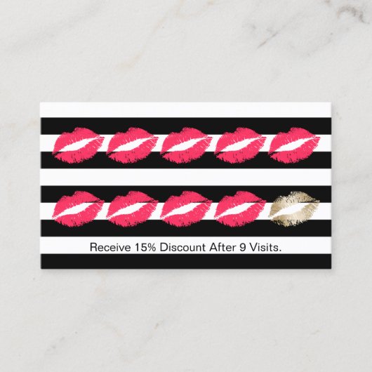 Loyalty Punch Kaart | Moderne artistieke rode lipp (Voorkant)