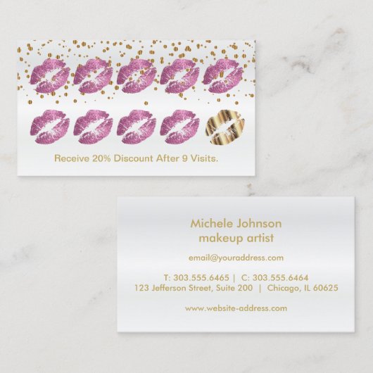 Loyalty Punch-kaart zo roze glitter op witte vlek (Voorkant / Achterkant)