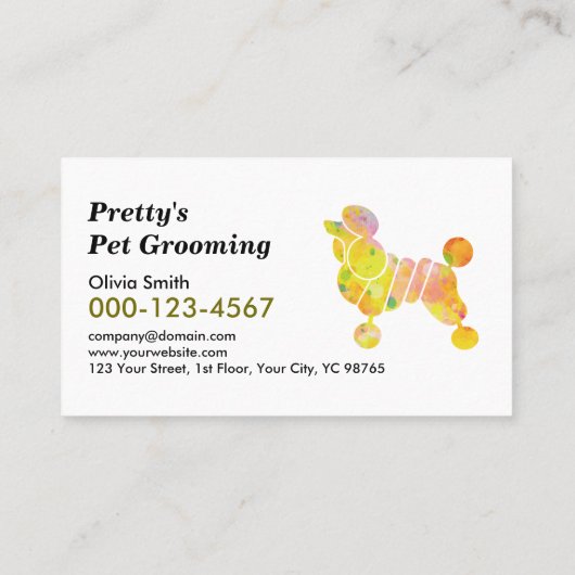 Loyalty Rewards Kaart Kleurrijke Poodle Grooming (Achterkant)