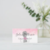 Loyalty/Stamp Card Girl met Braid Pink Waterverf  Visitekaartje (Staand voorkant)