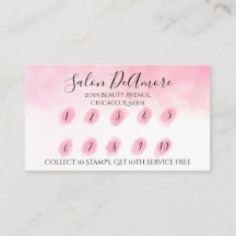 Loyalty/Stamp Card Girl met Braid Pink Waterverf 