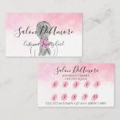 Loyalty/Stamp Card Girl met Braid Pink Waterverf  Visitekaartje (Voorkant / Achterkant)