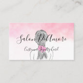 Loyalty/Stamp Card Girl met Braid Pink Waterverf  Visitekaartje (Voorkant)