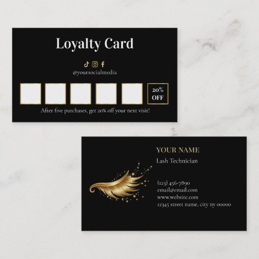 Loyaltycard voor Luxe Wimpertechnicus Klantenkaartje (Voorkant / Achterkant)