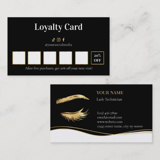 Loyaltykaart voor Luxe Wimpertechnicus Klantenkaartje (Voorkant / Achterkant)