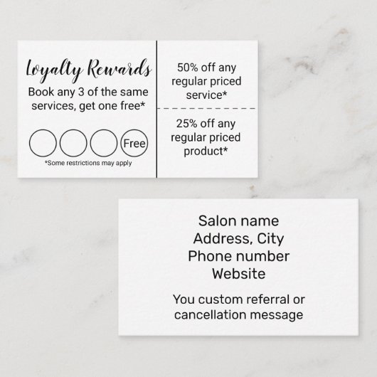 Loyalty's en kortingsprogramma visitekaartje (Voorkant / Achterkant)