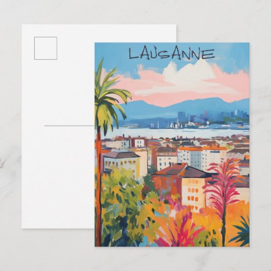 Lozanne Zwitserland Reizen Stad Kunst Esthetisch Briefkaart (Voorkant / Achterkant)