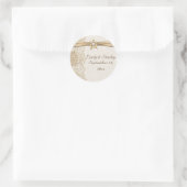 Lozen, lintbloem en bruiloft Opslaan Datum Ronde Sticker (Tas)