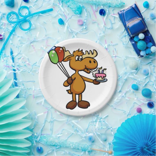 Lozen met ballon en taart | Achterkleur kiezen Papieren Bordje (Feest)