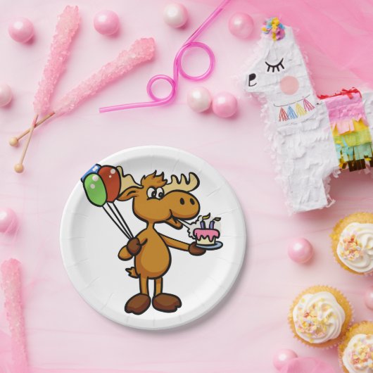 Lozen met ballon en taart | Achterkleur kiezen Papieren Bordje (Feest)