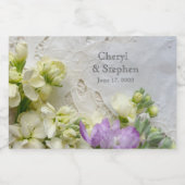 Lozen met paarse en witte bloemen sparkling wijnetiket (Enkel label)