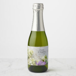 Lozen met paarse en witte bloemen sparkling wijnetiket
