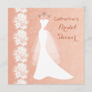 Lozen, trouwjurk op koraal Vrijgezellenfeest Invit Kaart