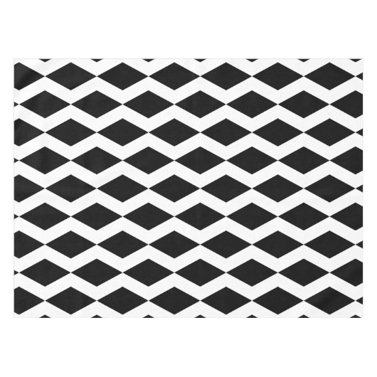 Lozenge Shape Diamond Patroon Zwart-wit Tafelkleed (Voorkant (Horizontaal))