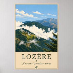 Lozère – Bergen Wolken – Vintage Reisposter Poster